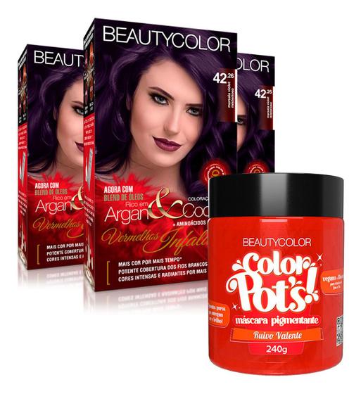 Imagem de 3un Coloração Beautycolor Kit 42.26 + Color Pots Ruivo Valente