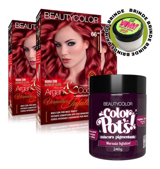 Imagem de 3un Coloração Beautycolor Kit 66.46 + Color Pots Marsala Infalível