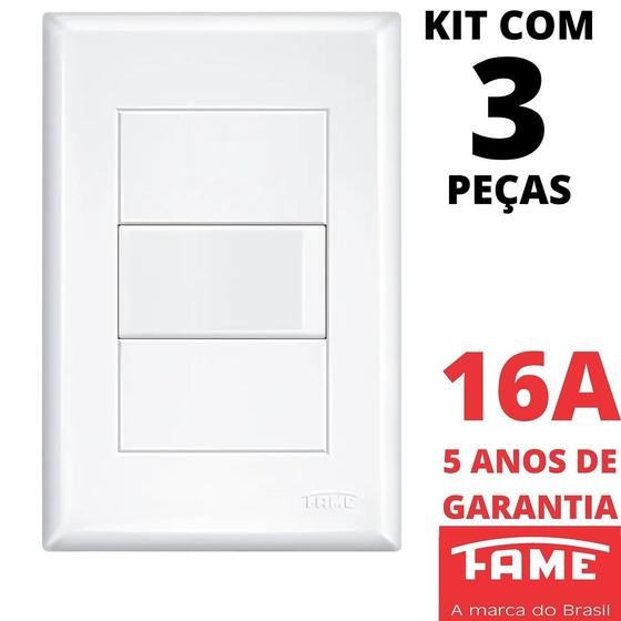 Imagem de 3un Interruptor Paralelo Three Way 16A Com Placa Evidence FAME