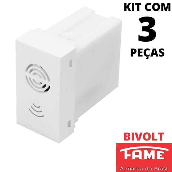 Imagem de 3un Módulo de Campainha Cigarra Bivolt Serie Modulare Evidence Blanc Mais FAME