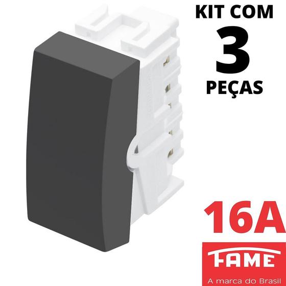 Imagem de 3un Módulo Interruptor Intermediário Four Way 16A Habitat Black FAME