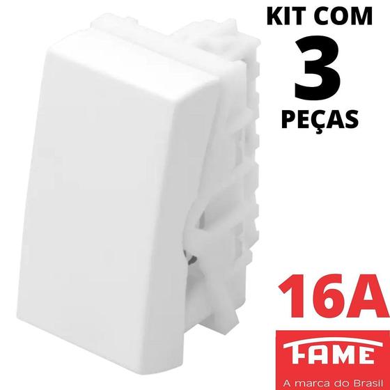Imagem de 3un Módulo Interruptor Simples 16A Modulare Evidence Blanc Mais FAME 3891 2864