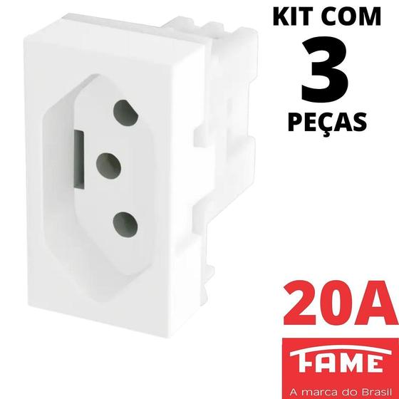 Imagem de 3un Módulo Tomada Padrão 2P+T 20A Modulare Evidence Blanc Mais FAME 1428 3893