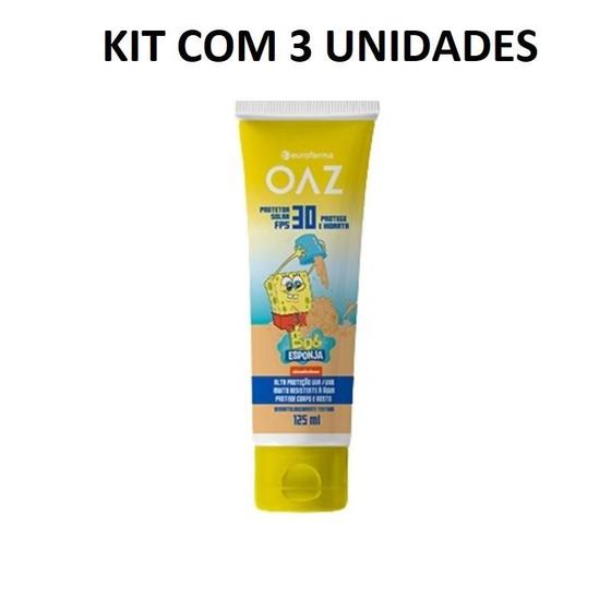 Imagem de 3Un Protetor Solar Infantil OAZ Bob Esponja FPS30 125ml Cada