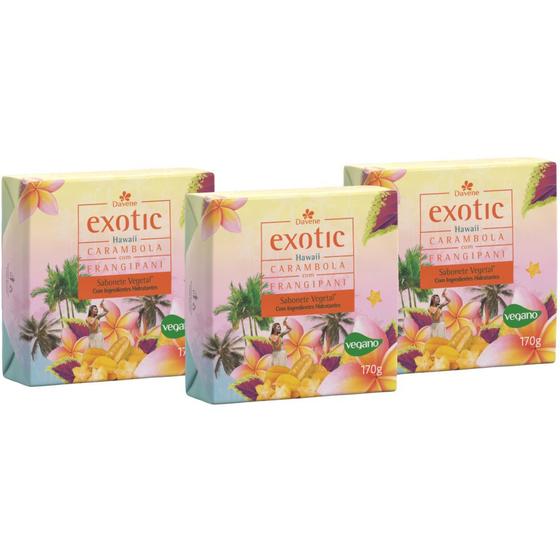 Imagem de 3UN Sabonete Vegetal Hidratante Hawaii Exotic 170g Davene