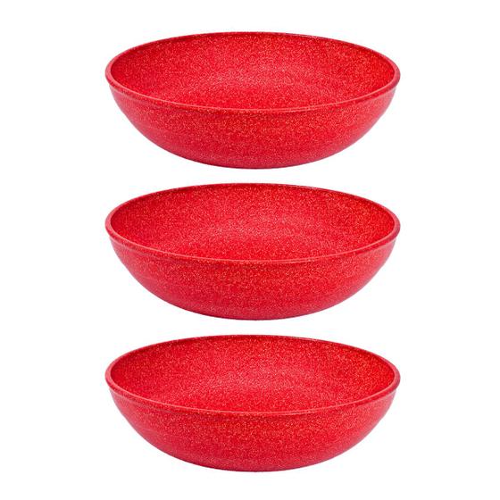 Imagem de 3un Saladeira redonda 2,4 litros tigela bowl 25cm vermelho