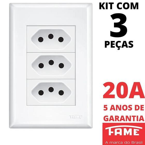 Imagem de 3un Tomada Padrão Tripla 2P+T 20A Com Placa Evidence FAME