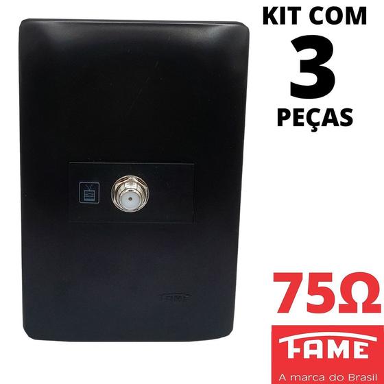 Imagem de 3un Tomada Para Antena De Tv Para Cabo Coaxial Com Placa Habitat Black FAME