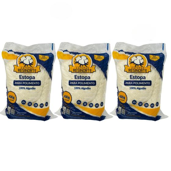 Imagem de 3uni Das Estopas Do Polimento Embalagem C/ 400g 100% Algodão