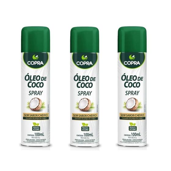 3uni Óleo de Coco sem sabor Spray 100ml - Copra Imagem de 3uni Óleo de Coco sem sabor Spray 100ml - Copra