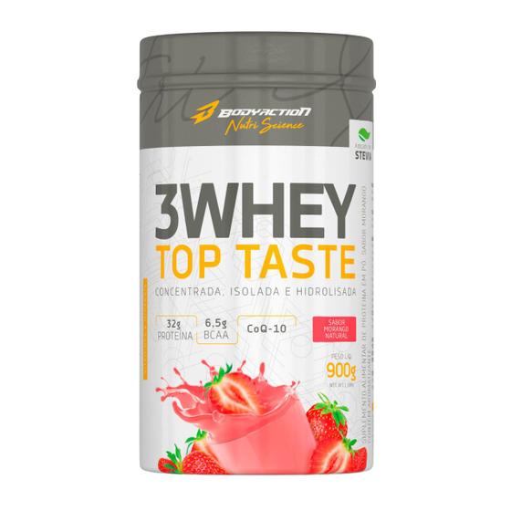 3w Whey Top Taste 900g Morango - Bodyaction - Top Whey Protein 32g Menor preço em 3w Whey Top Taste 900g Morango - Bodyaction - Top Whey Protein 32g