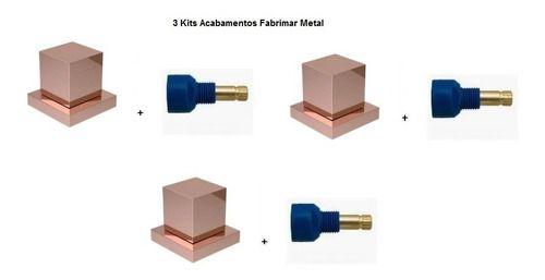 Imagem de 3x Acabamento Registro Quadrado 3/4 Rose + Adap. Fabrimar