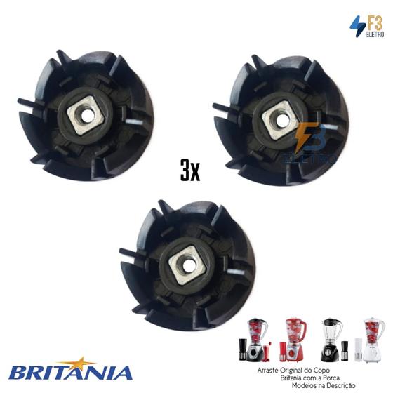 Imagem de 3x Arraste do Copo Original Liquidificador Britania Diamante Eletronic Cristal