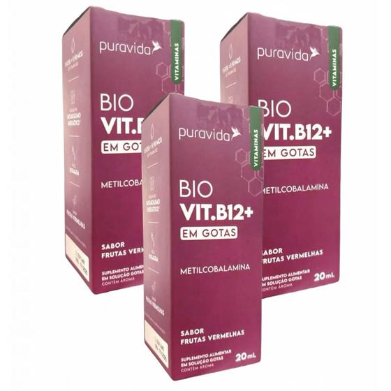 Imagem de 3x Bio B12 - Metilcobalamina - 20ml - Pura Vida