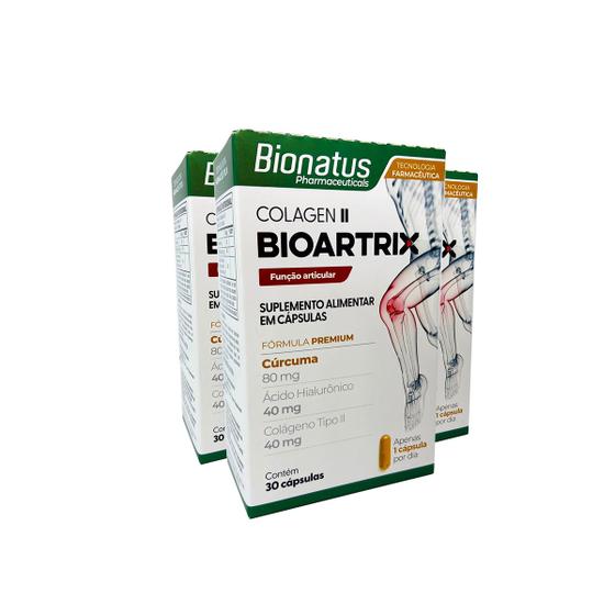 Imagem de 3x bioartrix colágeno tipo ii 40mg + hialurônico bionatus 