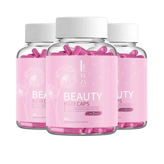 Imagem de 3x Biotina - Beauty Hair Caps (60 cápsulas) - Leveza Beauty - (60 cápsulas) - Leveza Beauty