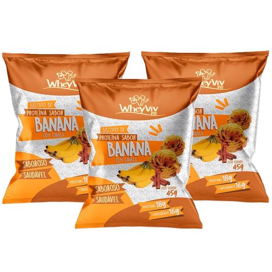 Imagem de 3x Biscoito de Banana  Wheyviv  45g