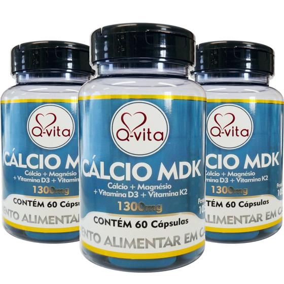 Imagem de 3x Cálcio MDK Q-VITA 60 Cápsulas 1300mg