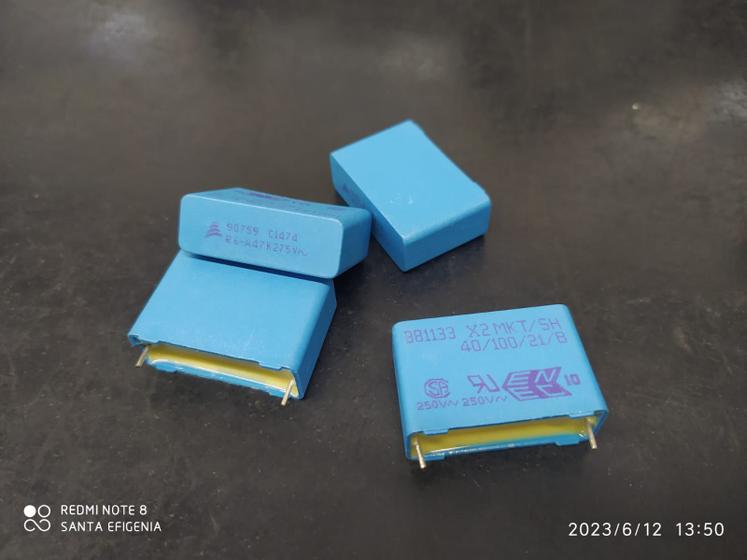Imagem de 3x Capacitor Poliester 470nf/275v = 470k/275v X2 Supressor