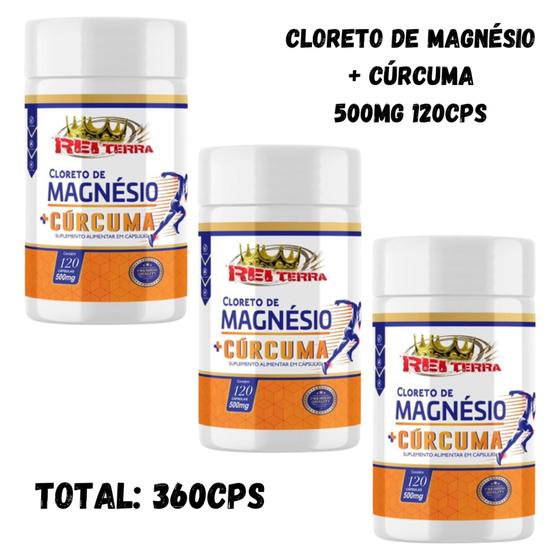Imagem de 3x Cloreto de Magnésio + Cúrcuma 500mg 360cps