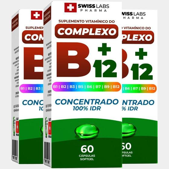 3x Complexo B12 Concentrado 100% IDR com 60 cápsulas Swiss Menor preço em 3x Complexo B12 Concentrado 100% IDR com 60 cápsulas Swiss