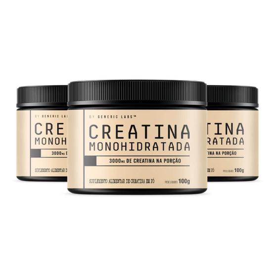 Imagem de 3x Creatina Monohidratada (100g) - Generic Labs - (100g) - Generic Labs