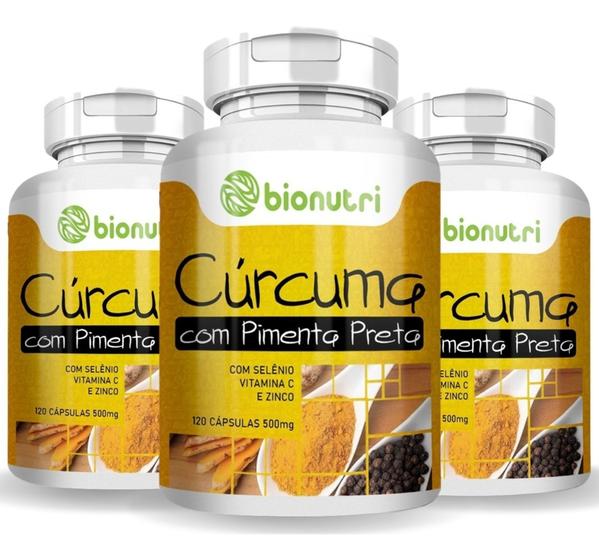 Imagem de 3x Cúrcuma com Pimenta Preta 500mg 360cps