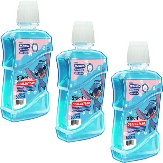 Imagem de 3x enxaguante bucal infantil stitch 300ml morango dentalcean