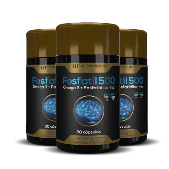 Imagem de 3x fosfatil 500 omega 3 fosfatidilserina 30caps hf suplement