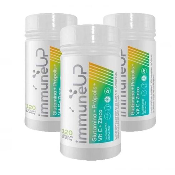 Imagem de 3x Immune UP-Vitamina C+Própolis+Glutamina+Zinco-120caps