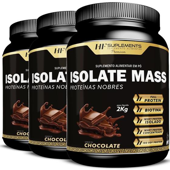 Imagem de 3x isolate mass hipercalorico proteinas nobres 2kg chocolate