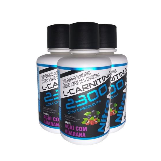 Imagem de 3x l-carnitina 2300 com chromium 480ml  açai com guarana