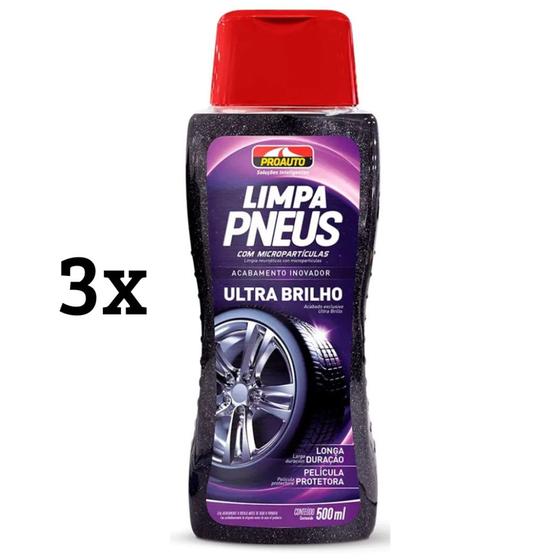 Imagem de 3x Limpa Pneus Ultra Black Proauto - 1,5L