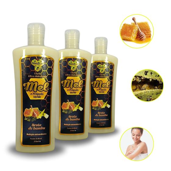 Imagem de 3X Loção Ultra Hidratante Mel Própolis BEES BUZZ 310ml Bambu