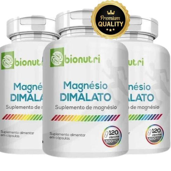 3x Magnesio Dimalato Puro 500mg 120 caps Rende 6 meses Bionutri Menor preço em 3x Magnesio Dimalato Puro 500mg 120 caps Rende 6 meses Bionutri