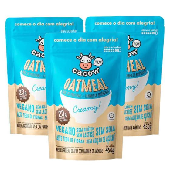 Imagem de 3x Mix de Proteínas Oatmeal Cacow Farinha de Amendoas 450g