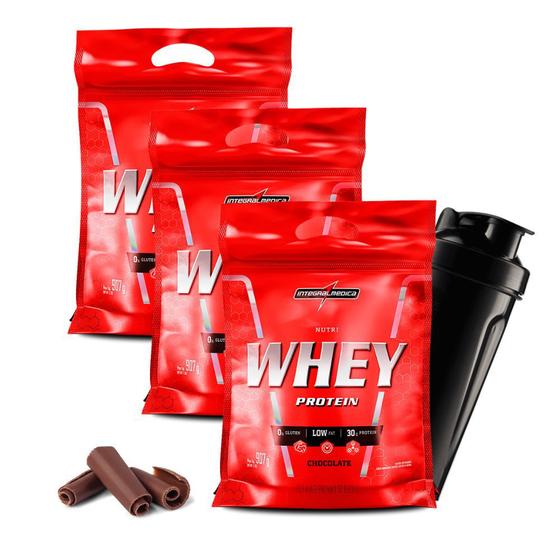 Imagem de 3x Nutri Whey Protein Integral medica + Coqueteleira