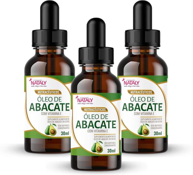 Imagem de 3x Óleo de Abacate Com Vitamina E em Gotas 30ml Nataly