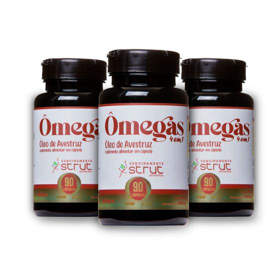 Imagem de 3x oleo de avestruz strut 90 caps omega 3 6 7 9