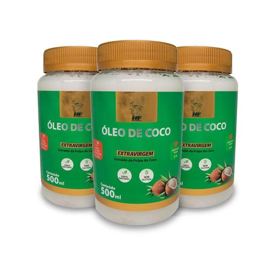 Imagem de 3X Oleo De Coco Organico Extravirgem Hf Suplementos