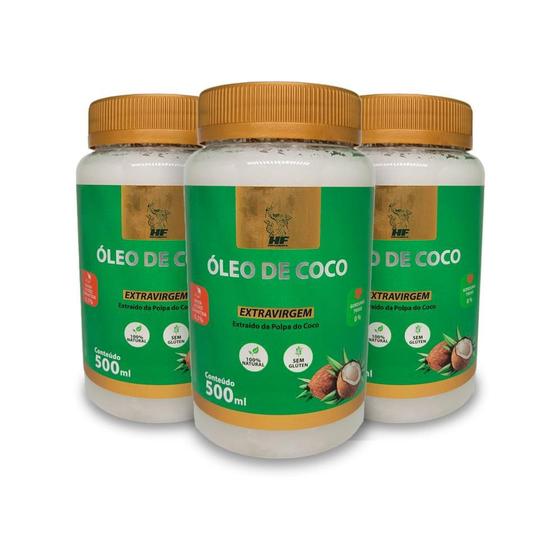 Imagem de 3X Oleo De Coco Organico Extravirgem Hf Suplementos