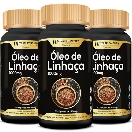 3x óleo de linhaça 1450mg 60caps premium hf suplements Menor preço em 3x óleo de linhaça 1450mg 60caps premium hf suplements