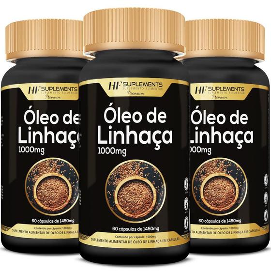 Imagem de 3x óleo de linhaça 1450mg 60caps premium hf suplements