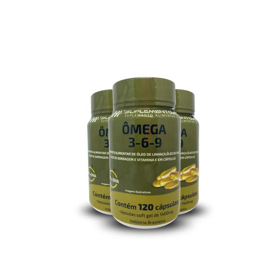 Imagem de 3X Omega 3 6 9 Borragem E Linhaca Hf Suplementos 120Caps