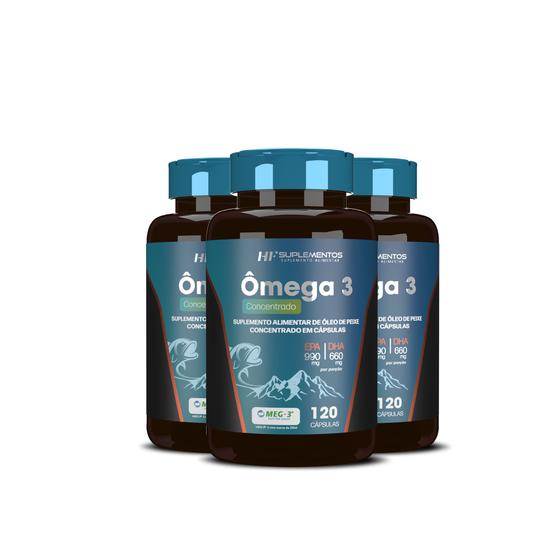 Imagem de 3x OMEGA 3 CONCENTRADO 120 CAPS HF SUPLEMENTOS