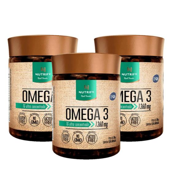 Imagem de 3x Ômega 3 Ifos Vitamina E Epa 840 E Dha 521 120 caps Nutrify