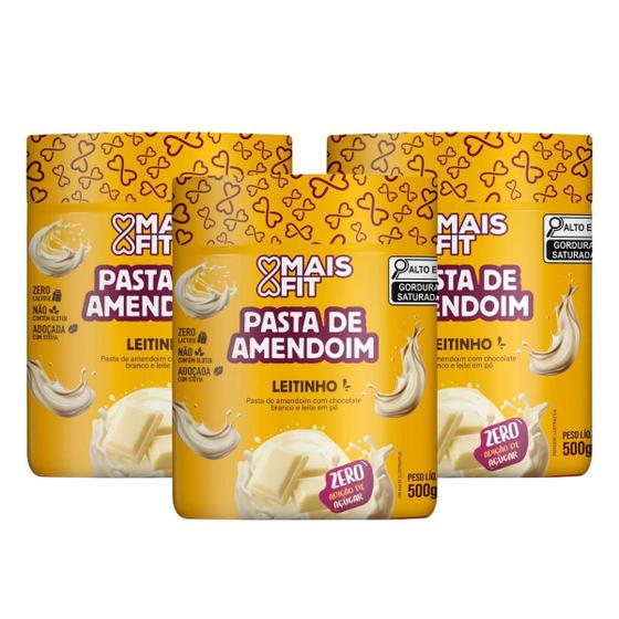 Imagem de 3x Pasta de Amendoim Zero Açúcar Leitinho MaisFit 500g