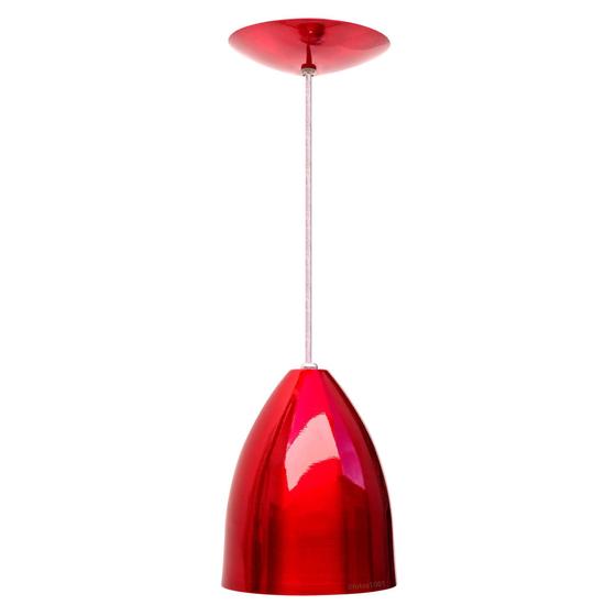 Imagem de 3X Pendente Soft Poptem Cone Aluminio Vermelho E Branco