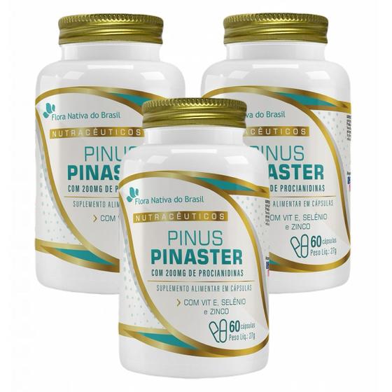 Imagem de 3x Pinus Pinaster + Vitamina E- Selênio E Zinco- 60 Cápsulas