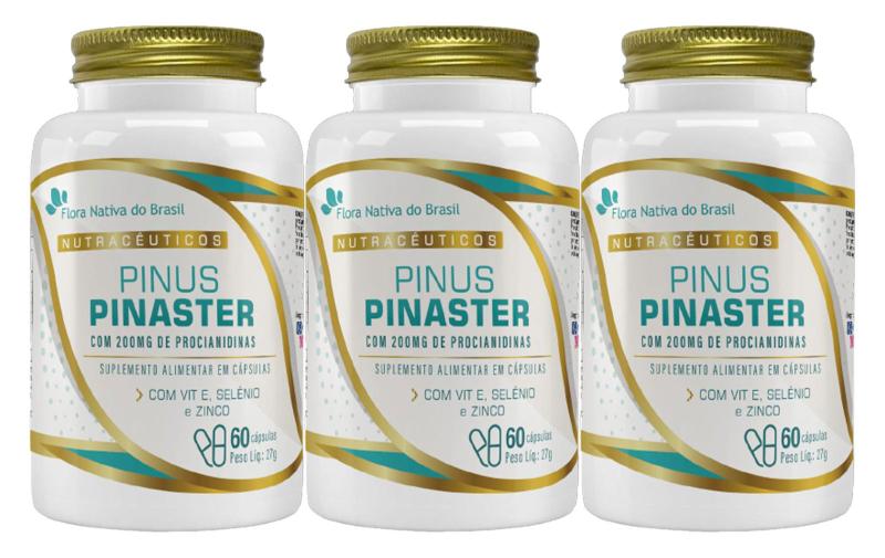 Imagem de 3x Pinus Pinaster Vitamina E Selênio Zinco 60 Capsulas FNB